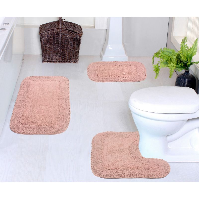Radiant Collection Cotton Ruffle Pattern Tufted Set of 3 Bath Rug Set - Home Weavers, 1 of 5