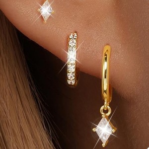 HTUTWOO Gold Hoop Earrings Set for Women, Hypoallergenic Cartilage Earrings, Trendy Earring Stacks for Multiple Piercing Jewelry Gift - 1 of 4