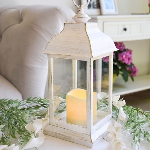 Kate Aspen LED Vintage Decorative Distressed White Lantern - Manchester | 18219WT - 1 of 4