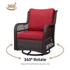 3-Piece Outdoor Wicker Patio Set, 360° Swivel Rocker Chairs with Cushions & Tempered Glass Side Table, Elegant Bistro Set for Backyard & Patio - 4 of 4