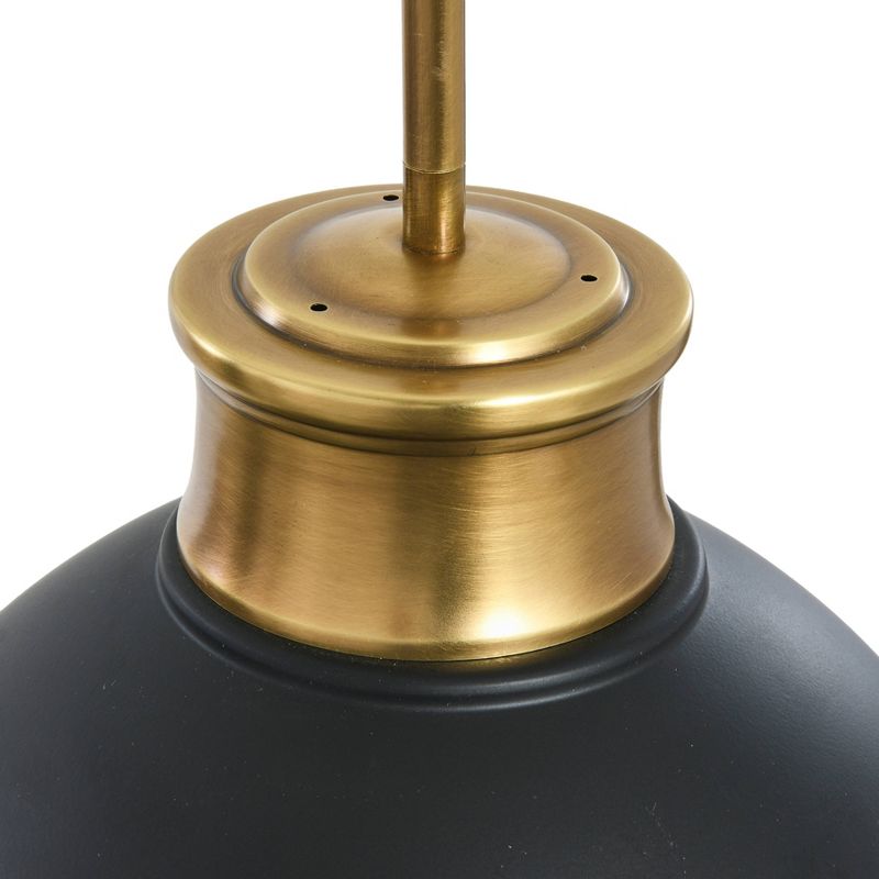 Robert Stevenson Lighting Cameron 2-Tone Metal and Frosted Glass Ceiling Light Matte Black and Natural Brass, 6 of 8