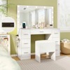 Costway Vanity Desk with Mirror and Lights Storage Stool Power Outlets 3 Lighting Colors - 2 of 4
