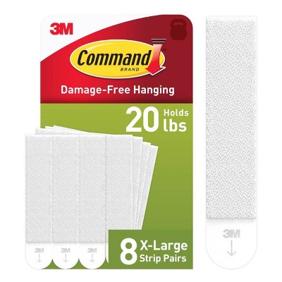 Command 8pk Heavy PHS Adhesives: Strongest Mounting Strips, Plastic, White, Office & Art Supplies
