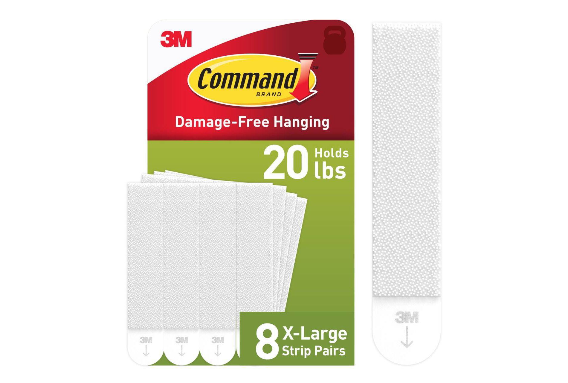Command 8pk Heavy PHS Adhesives: Strongest Mounting Strips, Plastic, White, Office & Art Supplies