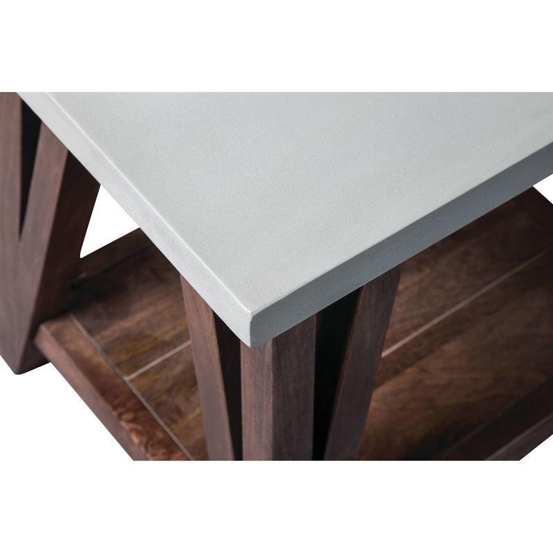 Brookside End Table Concrete Coated Top and Wood Light Gray/Brown - Alaterre Furniture, 5 of 9