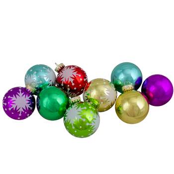 Northlight Set of 9 Assorted Glass Ball Hanging Christmas Ball Ornaments 2.25-Inch (57mm)