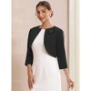INSPIRE CHIC Women's Crew Neck Formal Bolero 3/4 Sleeves Open Front Cropped Shrugs - 2 of 4