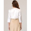 INSPIRE CHIC Women's Satin Elegant 3/4 Sleeve Solid Bolero Shrugs - 4 of 4