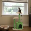 Gulches Green 33 inch Flower Cat Tree Small Cats Plush Condo Curved Perch Sisal Posts Pom Pom Dangling Ball 11 lbs Tower - 2 of 4