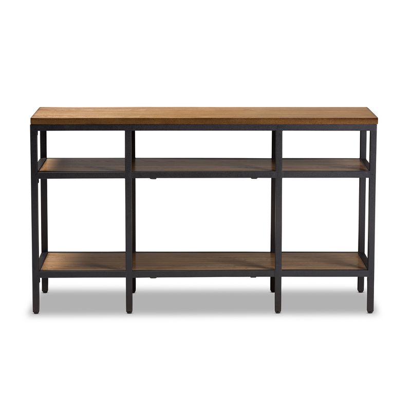 Caribou Rustic Industrial Style Oak Wood and Metal Finished Console Table Black - Baxton Studio, 3 of 10