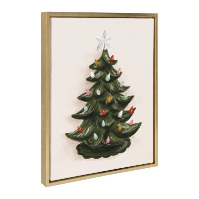 Grandma's Tree Green Christmas Canvas Print with Gold Frame, 18x24