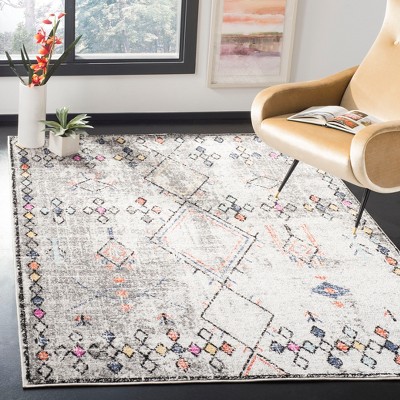 Gray and Multicolor Abstract Synthetic 6' x 9' Rectangular Rug