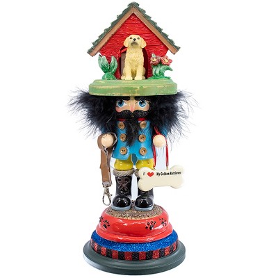 Kurt Adler 14-Inch Hollywood Golden Retriever Dog House Hat Nutcracker