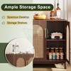 Kumasinova Set of 2 SideBoard Cabinet,Modern 4 Rattan Doors Buffet Cabinet Freestanding for Living Room,Kitchen,Dinning Room,Brown - 4 of 4