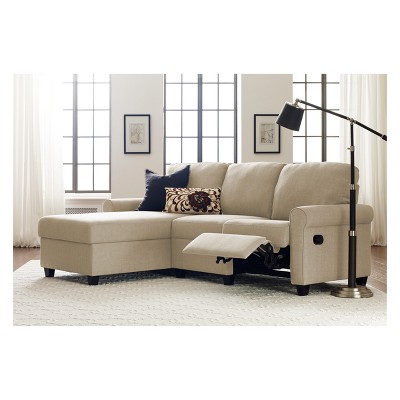 Copenhagen 60'' Beige Fabric Sectional with Storage and Rolled Arms