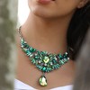 SOHI Women's Emerald Green Maxi Crystal Drop Statement Necklace - 4 of 4