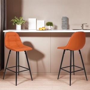 DOMETOUR Counter Stool Set of 2 Armless Modern Metal Bar Stool with Back and Footrest Counter Height for Kitchen Home Bar - 1 of 4