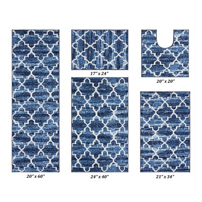 Savio Collection 100% Micro Polyester 5 Piece Bath Rug Set - Better Trends
