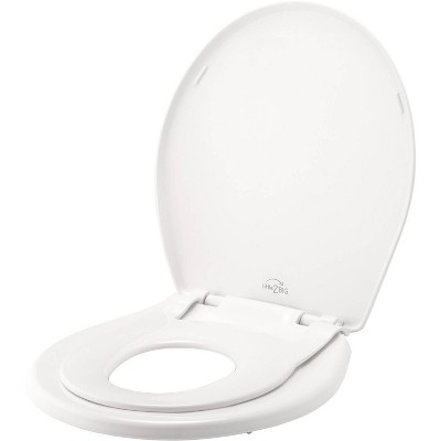 White Plastic Round Toilet Seat with Built-In Potty Training