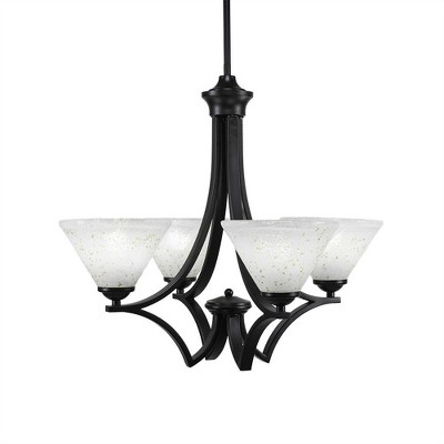 Toltec Lighting Zilo 4 - Light Chandelier in  Matte Black with 7" Gold Ice Shade