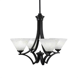 Toltec Lighting Zilo 4 - Light Chandelier in  Matte Black with 7" Gold Ice Shade - 1 of 1