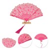 Unique Bargains Cherry Blossom with Tassel Folding Fan 1 Pc - 3 of 4