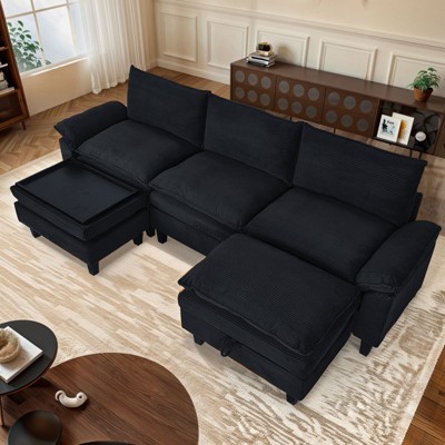 MyDepot Modern Sectional Sofa Corduroy Cloud Couch