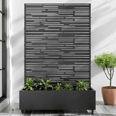 Lirago Iron Black Arch Mobile Planters Planting Box Trellis for Climbing Plants - 72x47