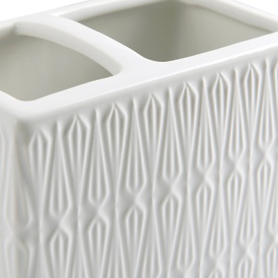 Kismet White Ceramic Geometric Toothbrush Holder
