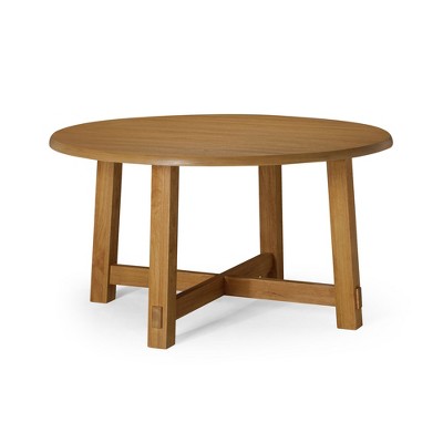 Maven Lane Sasha Rustic Round Wooden Dining Table in Weathered Natural Finish