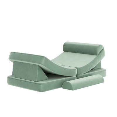 Sage Velvet Six-Piece Modular Kids Play Couch