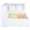 QingMoon Twin Size Daybed with Trundle, Wooden Platform Bed with L-Shaped Bookcases and USB Ports, Kids Bed Frame for Bedroom, Living Room - 3 of 4
