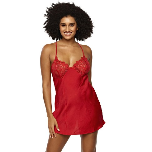 Jezebel Women's Rita Lace & Satin Chemise (tango Red, Small) : Target