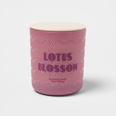 Glass Wave Lotus Blossom Jar Candle with Lid 12oz - Room Essentials™