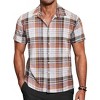 COOFANDY Mens Short Sleeve Button Down Shirt Plaid Button Up Shirts Casual 75% Cotton Work Shirts - 2 of 4