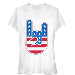 Juniors Womens Lost Gods Rock On American Flag T-Shirt - 1 of 3