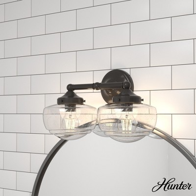 Hunter Fans 16.25" Saddle Creek Wall Light Noble Bronze Finish - Vintage 2-Bulb Fixture for Indoor Damp Spaces
