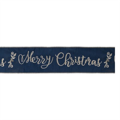 Embroidered Merry Christmas Wired Ribbon 4" x 5 Yds.