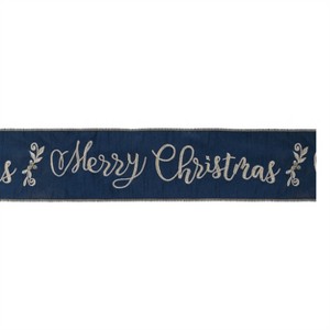 Embroidered Merry Christmas Wired Ribbon 4" x 5 Yds. - 1 of 2