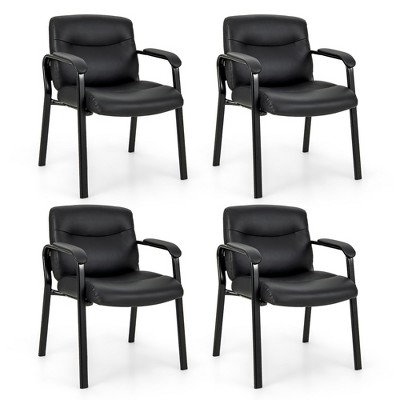 Tangkula Set of 4 Waiting Room Chair No Wheels w/ Padded Armrests Guest Chair for Meeting