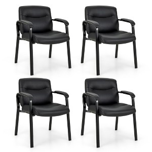 Tangkula Set of 4 Waiting Room Chair No Wheels w/ Padded Armrests Guest Chair for Meeting - 1 of 4