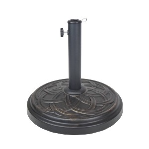 33lb Oakland Living Bronze and Black Round Cement Umbrella Stand: Weather-Resistant Base, UV Protection - 1 of 4