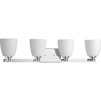 Progress Lighting Fleet 4-Light Bath Vanity in Polished Chrome with Etched Opal Glass Shade