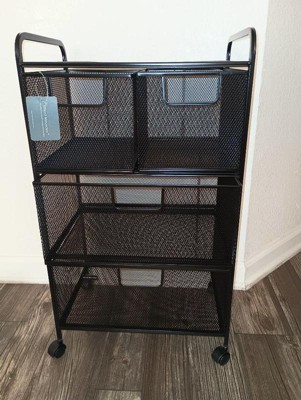 Mind Reader Metal Rolling File Cart With 3-tier Drawer Organizer : Target