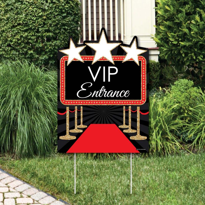 Big Dot of Happiness Red Carpet Hollywood - Party Decorations - Movie Night Party Welcome Yard Sign, 1 of 9