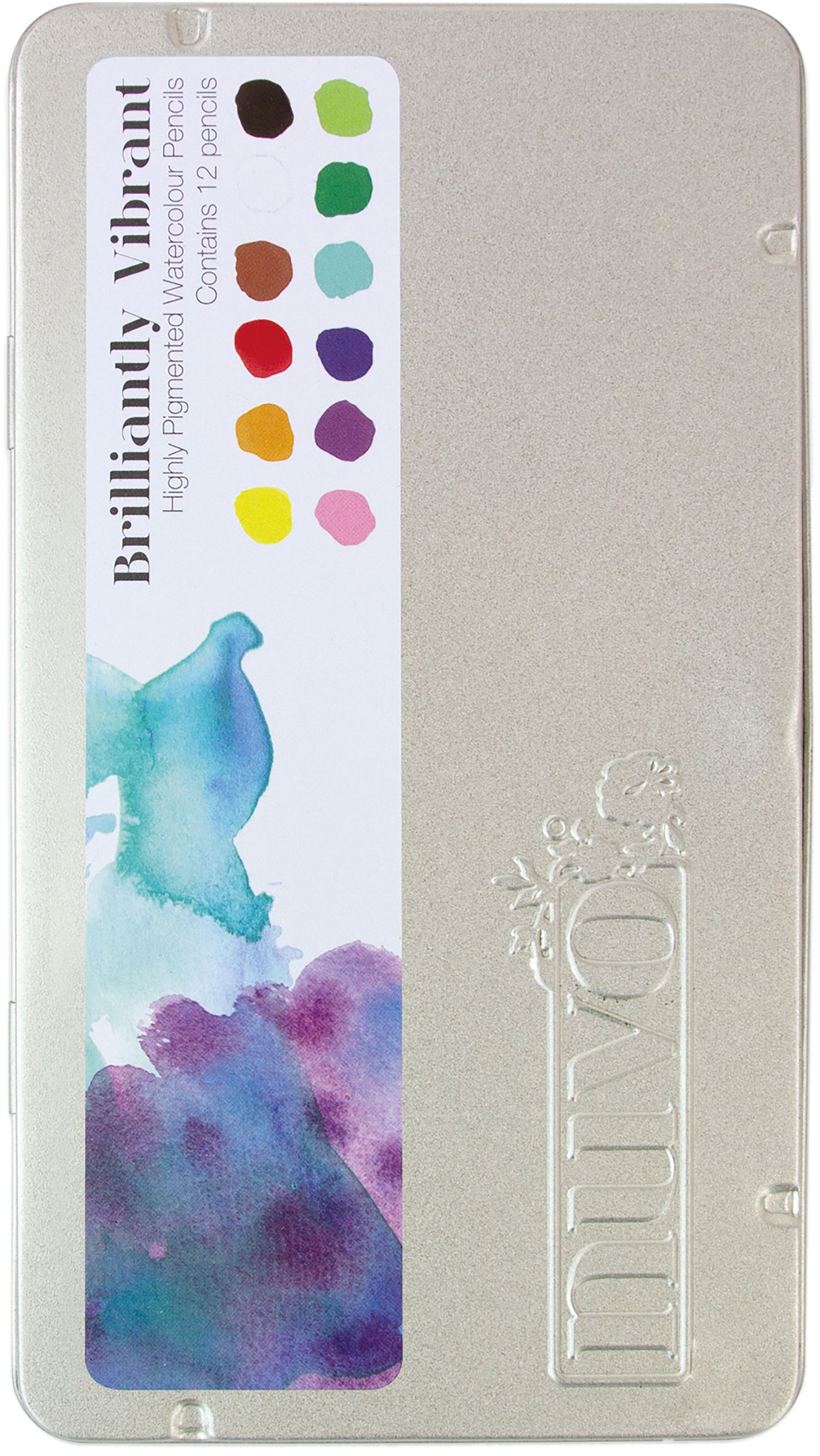 Nuvo Watercolor Pencil Set of 12 - Professional Premium Quality Artist Drawing Colored Pencils - Brilliantly Vibrant
