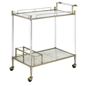 Acme Furniture Cirro Bar Serving Cart Antique Mirror/Wire Brass - 1 of 4