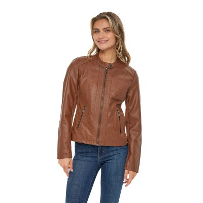 Sebby Women's Faux Leather Scuba Moto Biker Jacket - S.E.B. By SEBBY Luggage X-Large — фото 2