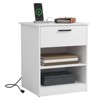 Resenkos Wood Nightstand With Charging Station, Bedside Table With Wood Drawers And Open Shelf, Night Stand With Storage For Bedroom, - 3 of 4