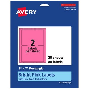 Avery Bright Pink Paper Labels, 5" x 7" Rectangle - 1 of 4